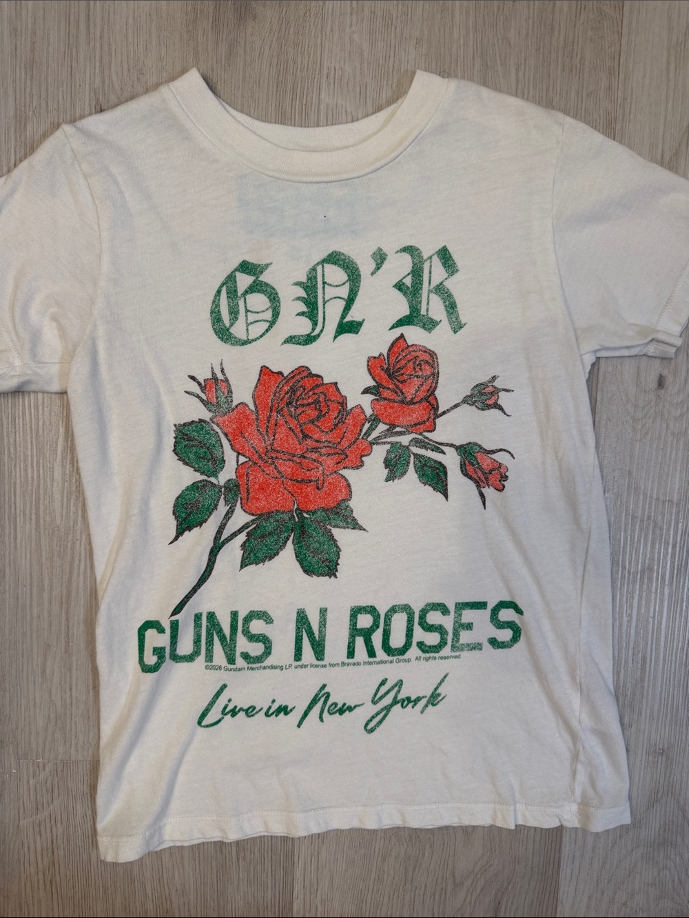 Rowdy Sprout White Kids Tee with Red Rose and Green Logo